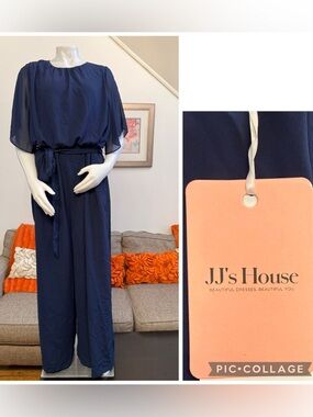 ❣️🆕JJ's House Zephira Dark Navy Chiffon Maxi Jumpsuit❣️